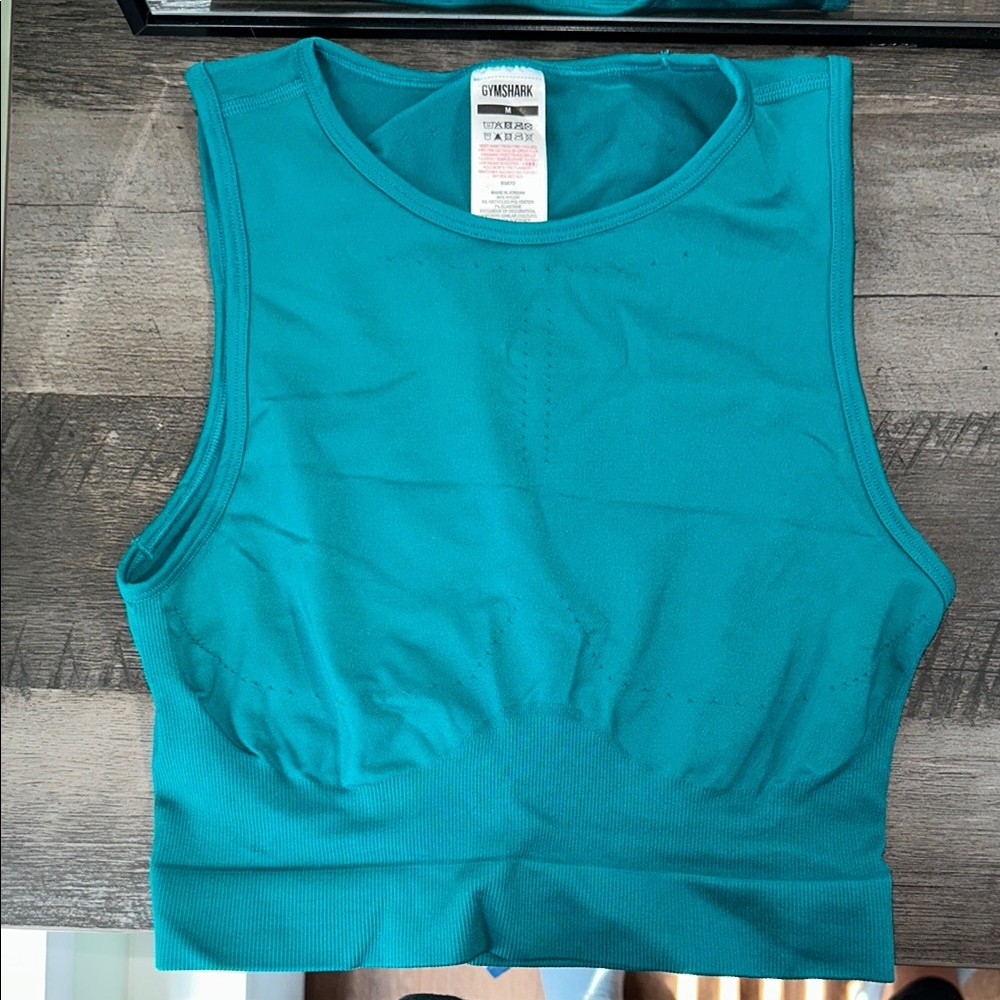 Gymshark Teal Sleeveless Crop Muscle Tee
